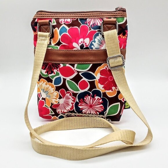 Lily Bloom Blue Polka Dot Multicolor Floral Crossbody Bag - Picture 2 of 5